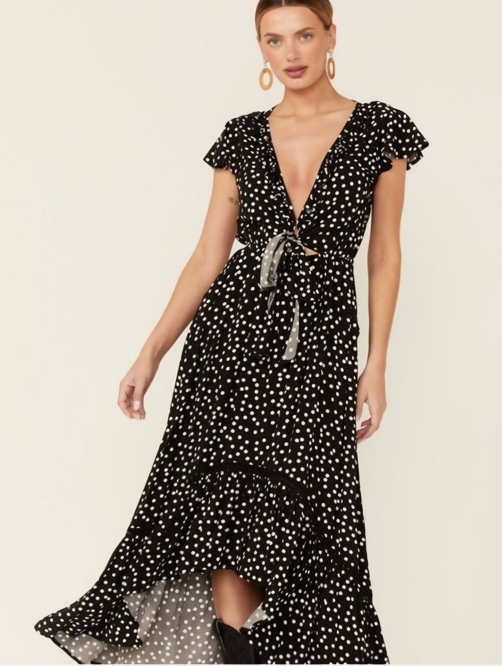 Beyond the Radar | Polka Dot High-Low Boho Maxi Dress - XL - Picture 2 of 9